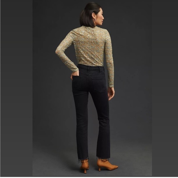 MOTHER The Hustler Ankle Fray Jeans Black Encounters at Night Raw Hem Boot - Picture 3 of 16